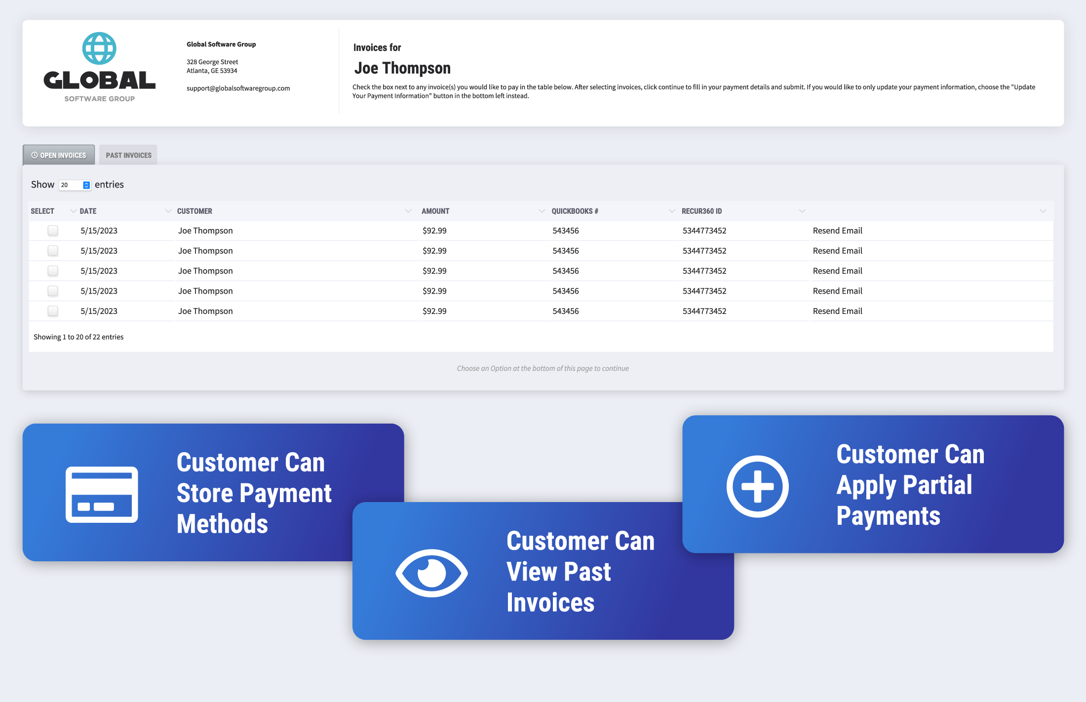 Screenshot of Recur360 Online Payment Portal Page