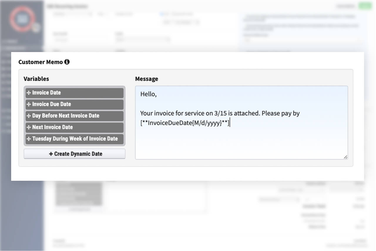 Screenshot of Dynamic Variables in Email Messages in RECUR360