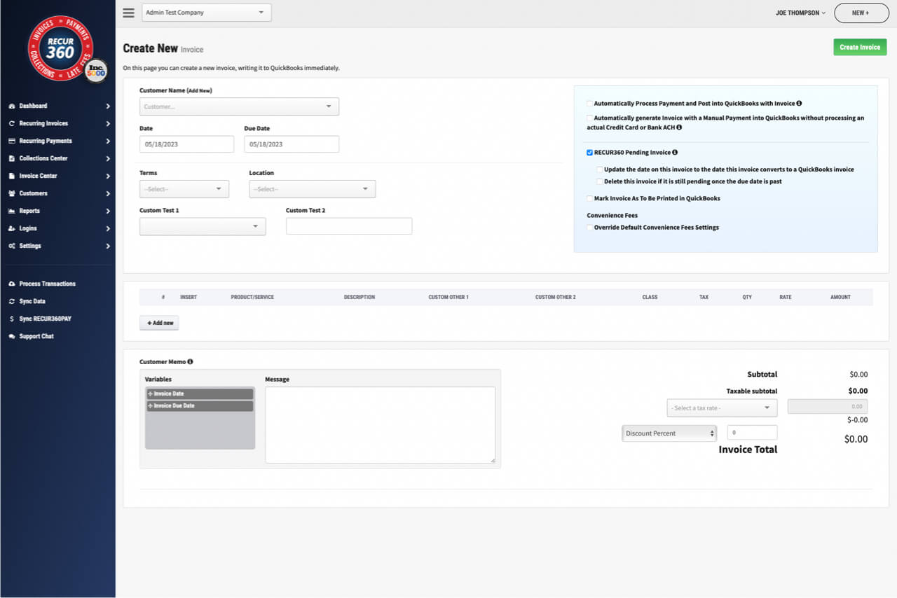 Image of Converted Invoices in RECUR360