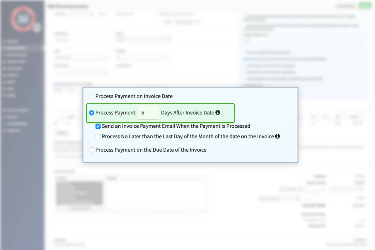 Image of Split Invoice and Payment Date in RECUR360