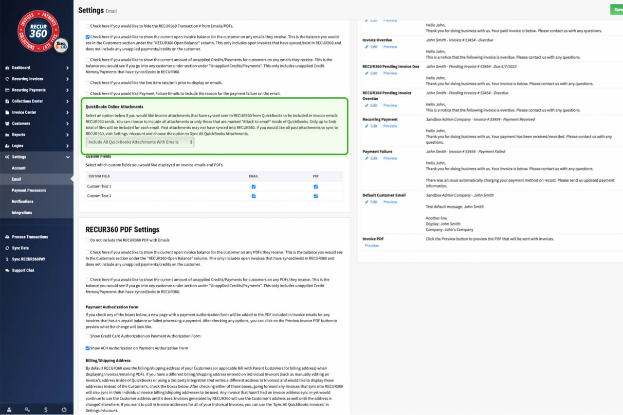 Image of Sync Invoice Attachments From Accounting Software in RECUR360