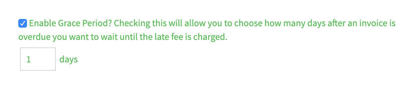 Click the checkbox next to the late fee option