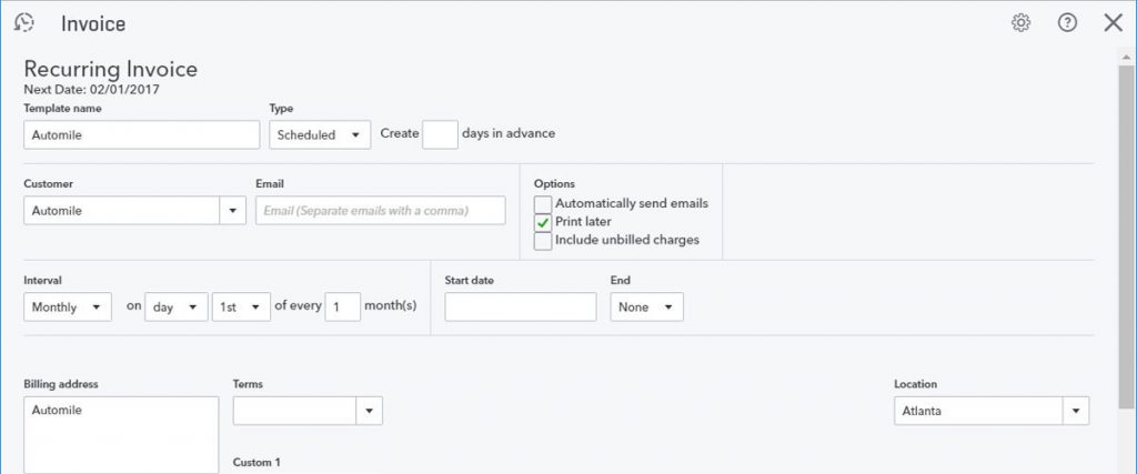 Problems with Recurring Invoices in QuickBooks Online