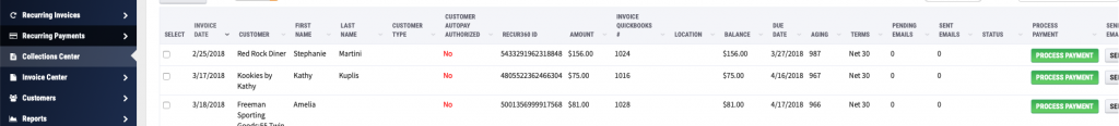 View all recurring invoices in RECUR360