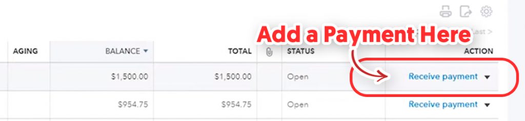 Add payment to your invoice in quickbooks