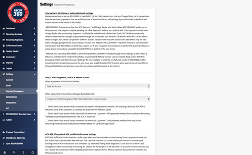 Screenshot of Direct Void and Refund Options